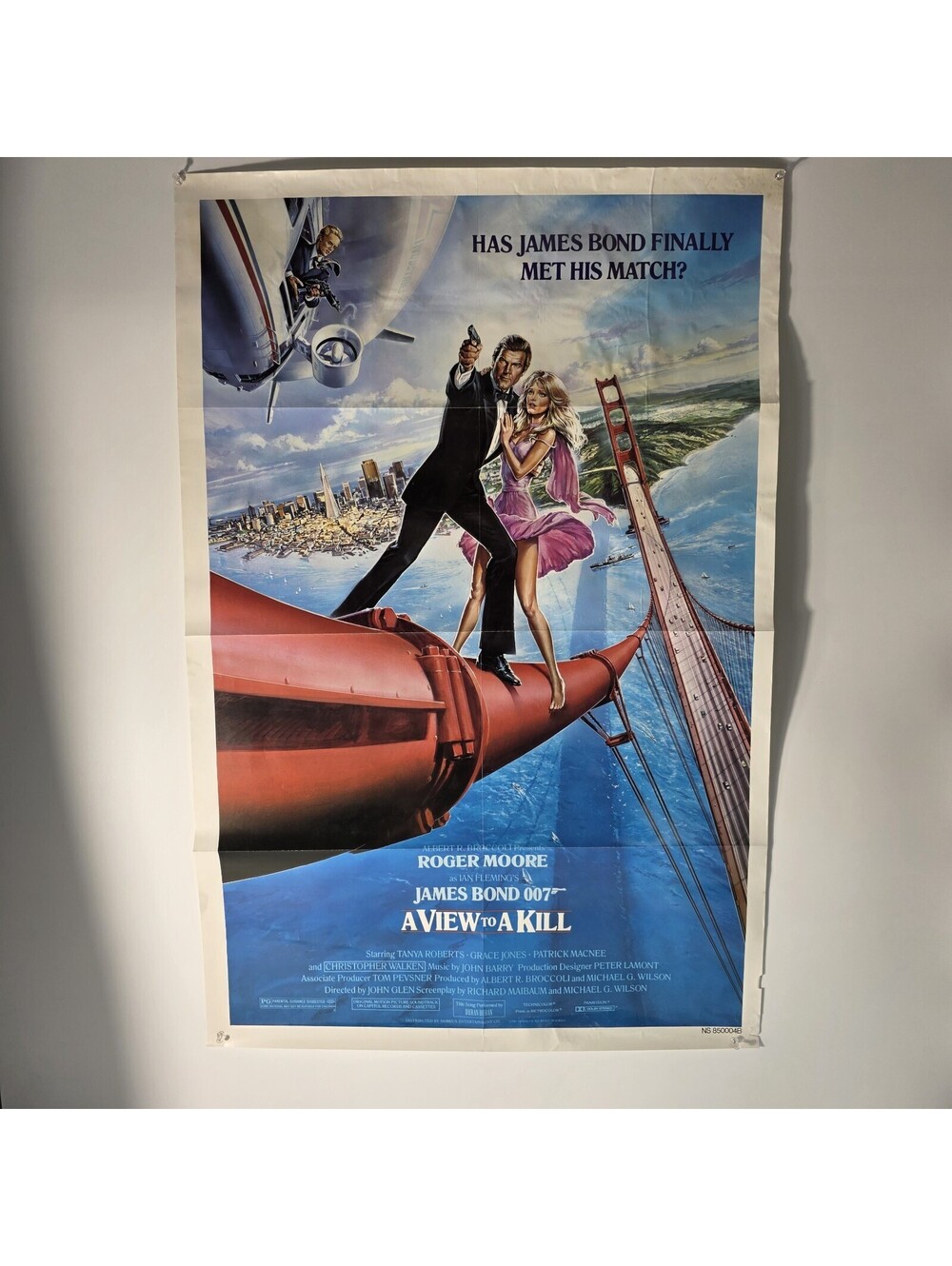Original 1985 A VIEW TO A KILL (1985) One Sheet Movie Poster 27X41 Inches Rolled